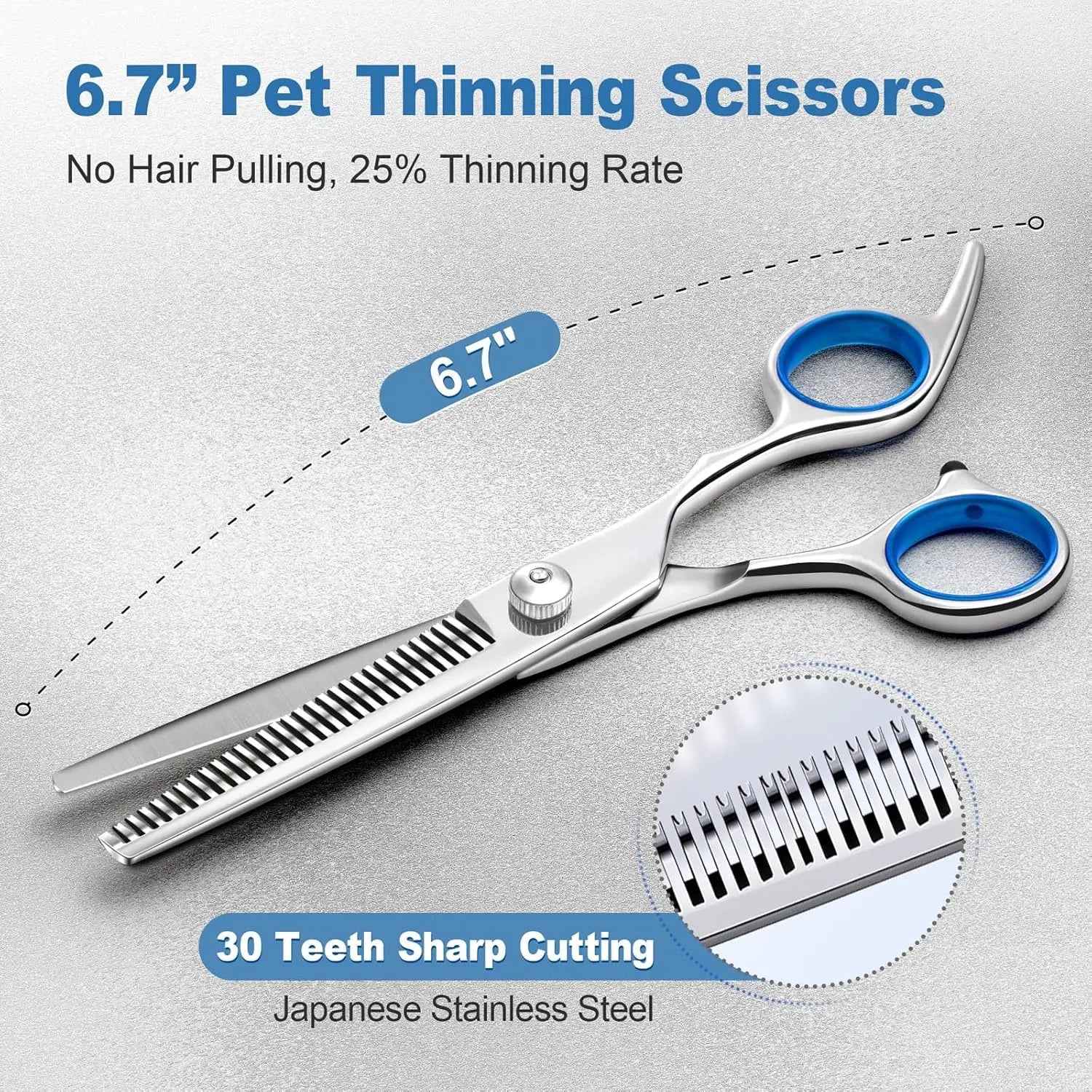 6 in 1 Dog Grooming Scissors Set | Professional Pet Shears with Safety round Tips | Stainless Steel Thinning Scissors for Dogs & Cats | Pet Cat Shears for Grooming Kit
