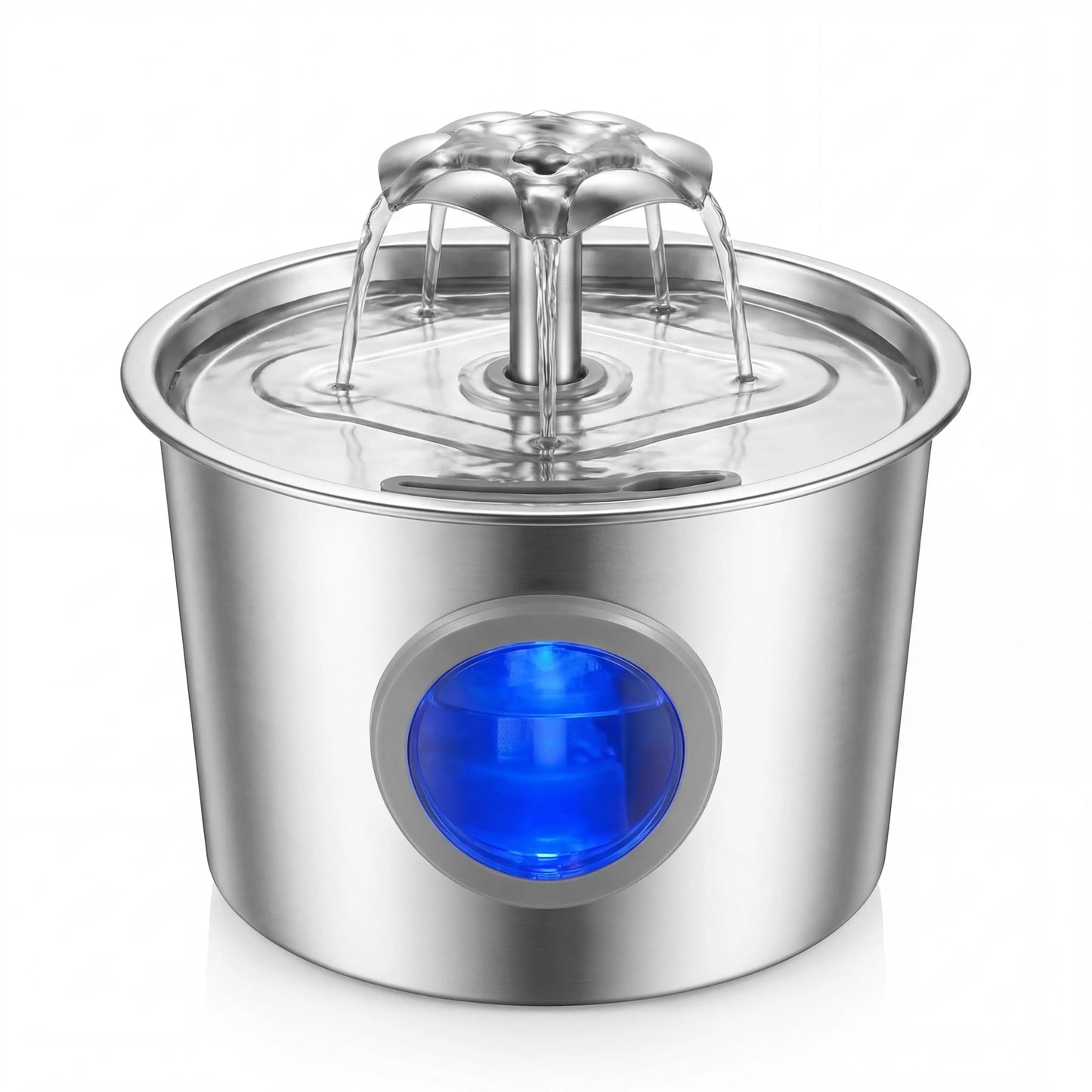 Super Silent Cat Water Dispenser 2.2L Pet Water Dispenser Super Silent 304 Stainless Steel Water Outlet Night Light 6-Layer Filter Soft Blue LED Automatic Gravity Water Supply | Wired Plug in Model | Leak Proof Design | Easy to Clean | Easy to Install
