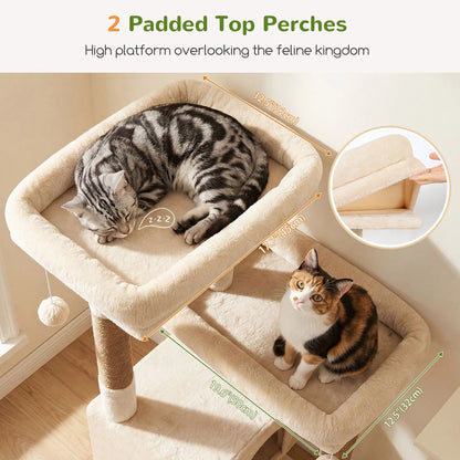 Globlazer Heavy Duty83''Cat Mansion, Space-Saving Corner Cat Furniture with 2 Condo ＆6 Sisal Scratching Post